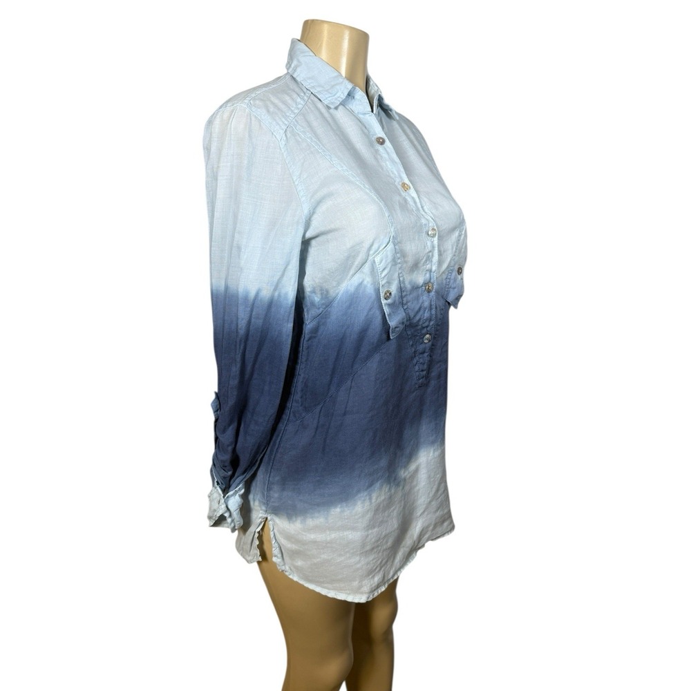 Beulah Style Ombre Tunic Top Womens Small Blue White Dip Dye Boho Casual - Picture 4 of 16